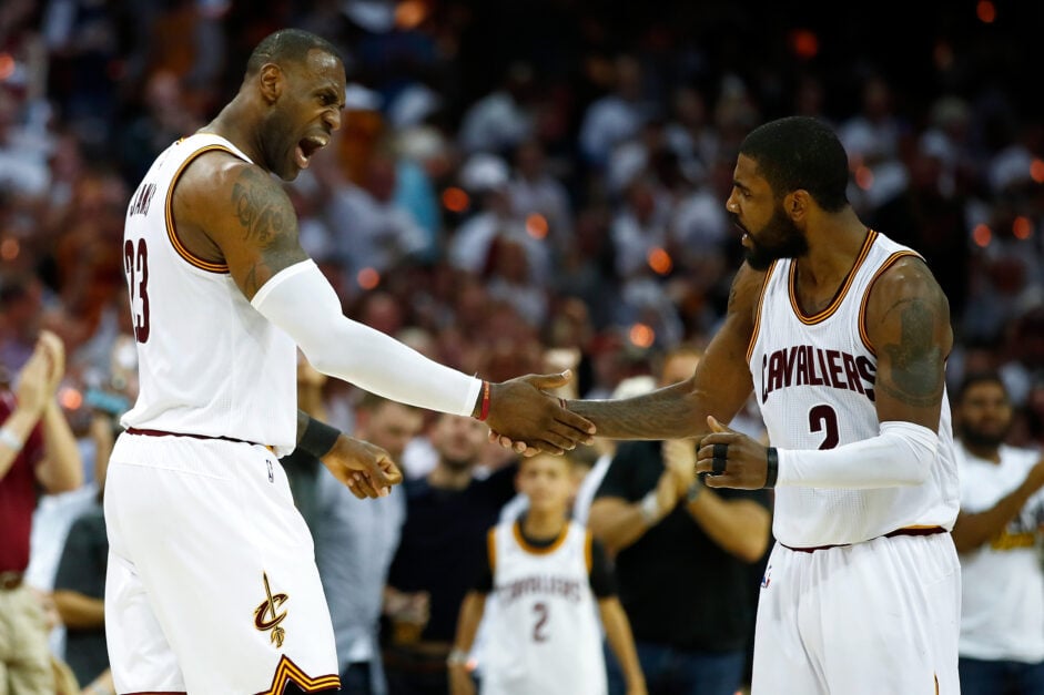 LeBron James and Kyrie Irving when they played together for the Cavaliers