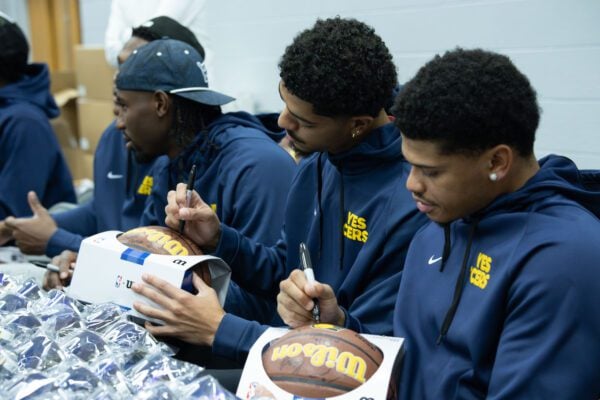 Indiana Pacers players and staff interacting with the community at the event held at Haughville Park in Indianapolis.