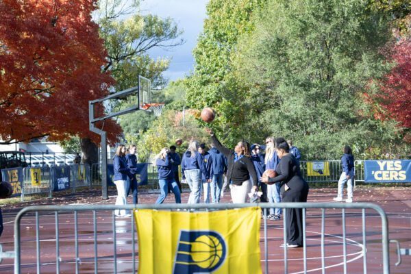 Indiana Pacers players and staff interacting with the community at the event held at Haughville Park in Indianapolis.