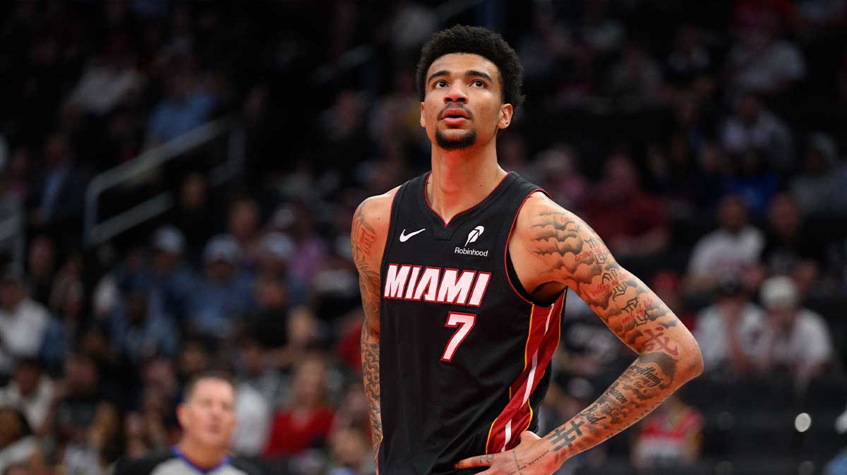 Miami Heat center Kel'el Ware (7) looks on during the second quarter against the Washington Wizards at Capital One Arena.