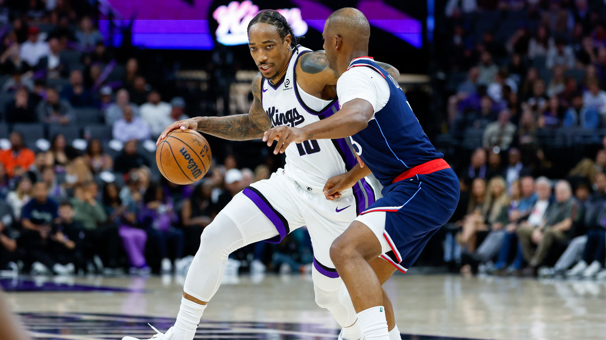 Sacramento Kings guard Demar Derozan (10) dribbles the ball against Los Angeles Clippers guard Chris Paul (3) during the second quarter at Golden 1 Center.
