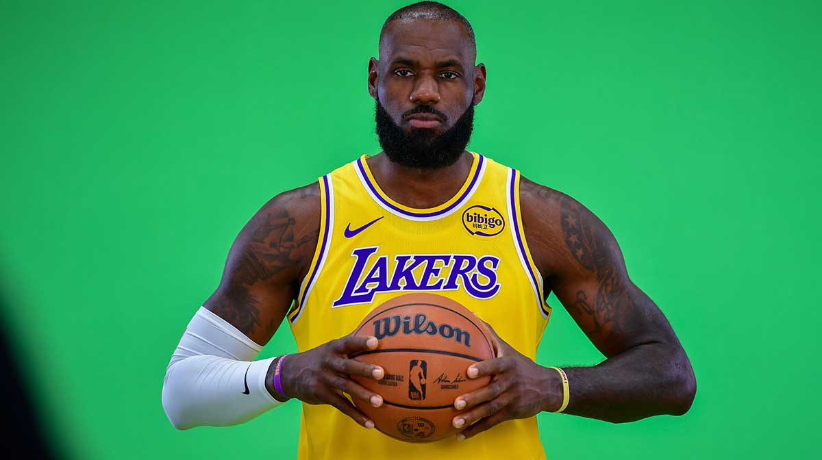 Los Angeles Lakers forward LeBron James (23) during media day at UCLA Health Training Center.