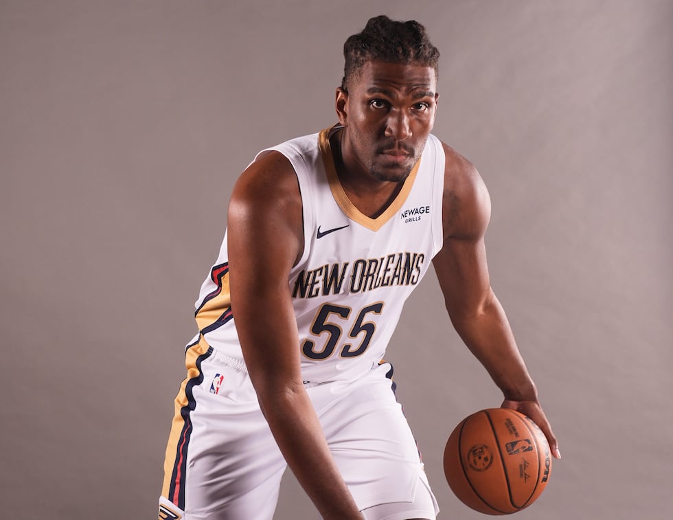 FILE - New Orleans Pelicans forward Kevon Looney (55) poses for a portrait during their NBA...
