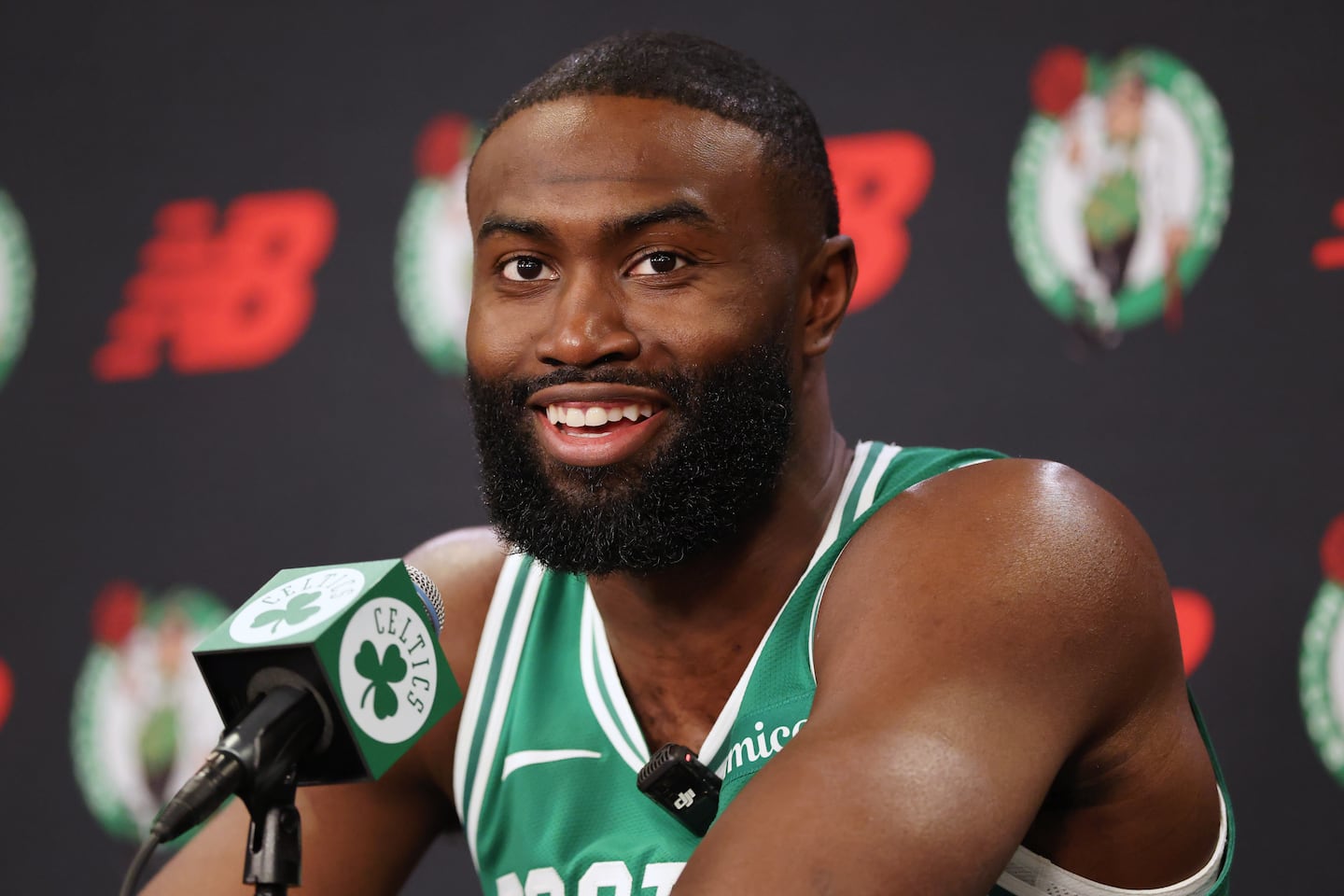 Jaylen Brown was front and center as the Celtics opened training camp ahead of the 2025-26 season.