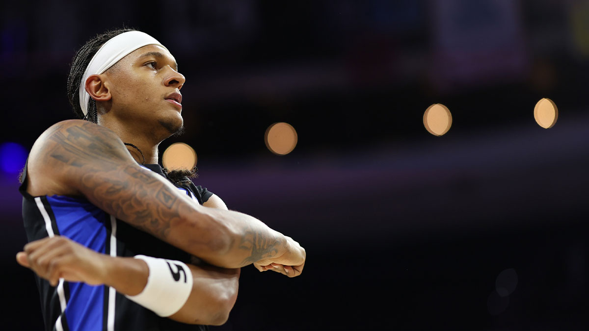 Orlando Magic forward Paolo Banchero before a game against the Philadelphia 76ers at Xfinity Mobile Arena.
