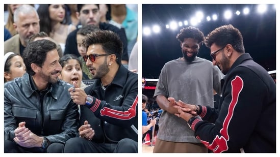 Ranveer Singh attends NBA Pre-Season Game in Abu Dhabi, mingling with celebrities like actor Adrien Brody and NBA star Joel Embiid