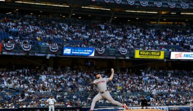 Boston Red Sox starting pitcher Garrett Crochet delivers during the first inning of Game 1 of the Wild Card playoff series at Yankee Stadium on Sept. 30, 2025.