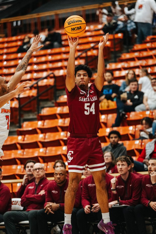 Pacific Collegiate School alum Malachi Douyon, a 6-foot-3 senior guard, and the Santa Clara Broncos' men's basketball team will play two games in Santa Cruz this season. (Santa Clara Athletics)