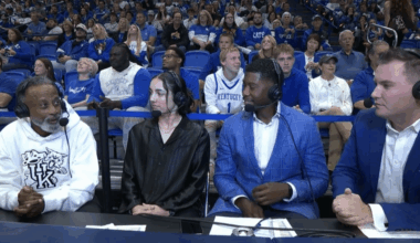 Kentucky cheerleaders at a night game at Kroger Field - Dr. Michael Huang, Kentucky Sports Radio