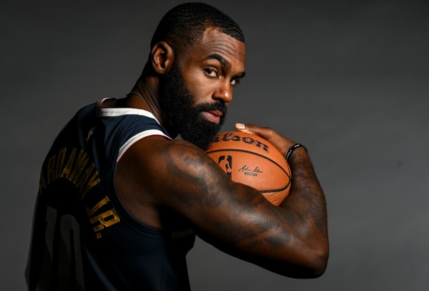 Tim Hardaway Jr. (10) of the Denver Nuggets poses for a portrait during the team's media day at Ball Arena in Denver on Monday, Sept. 29, 2025. (Photo by AAron Ontiveroz/The Denver Post)