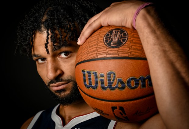 Jamal Murray (27) of the Denver Nuggets poses for a portrait during the team's media day at Ball Arena in Denver on Monday, Sept. 29, 2025. (Photo by AAron Ontiveroz/The Denver Post)