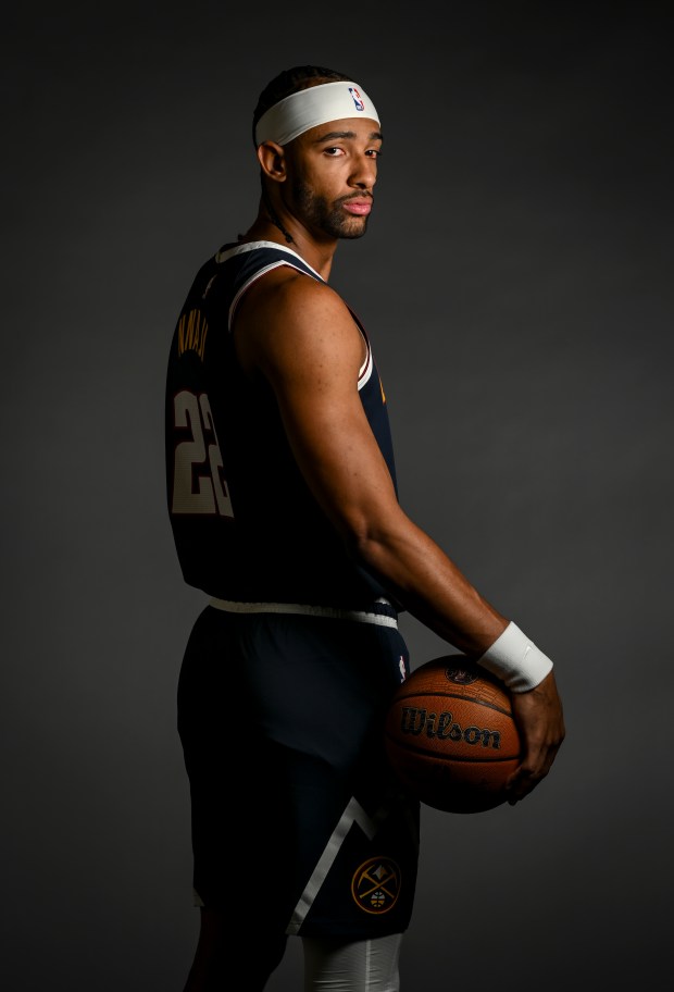 Zeke Nnaji (22) of the Denver Nuggets poses for a portrait during the team's media day at Ball Arena in Denver on Monday, Sept. 29, 2025. (Photo by AAron Ontiveroz/The Denver Post)