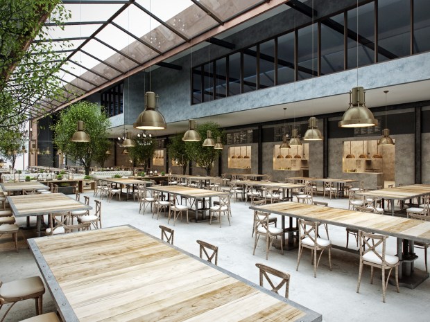 Magic Development had an offer from Trader Joe's to bring the buzzy grocery store to Magic Place, but CEO Rodrigo Cunha rejected it so he could build a 30,000-square-foot food hall called Gourmet Market at Magic Place. (Courtesy of Magic Development)