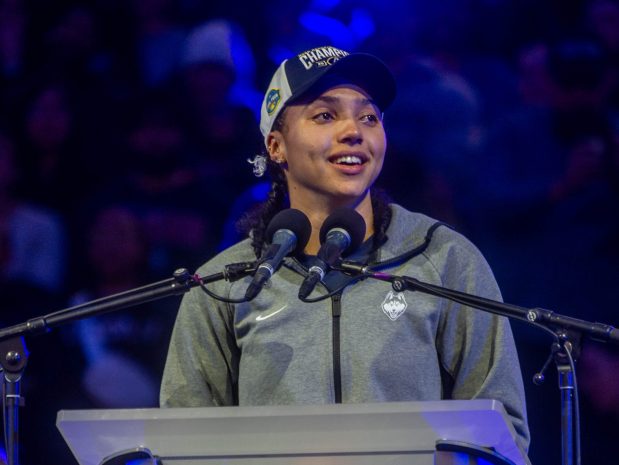 UConn's Azzi Fudd will be a more vocal leader as the Huskies go for the repeat (Aaron Flaum/Hartford Courant)