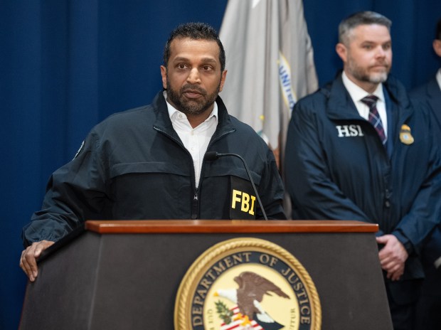 FBI Director Kash Patel speaks during a press conference at the EDNY office announcing the take down of an illegal poker and sports betting operation Thursday, Oct. 23, 2025 in New York City. (Barry Williams/ New York Daily News)