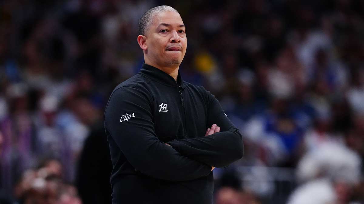 LA Clippers head coach Tyronn Lue during the third quarter against the Denver Nuggets during game seven of first round for the 2025 NBA Playoffs at Ball Arena.