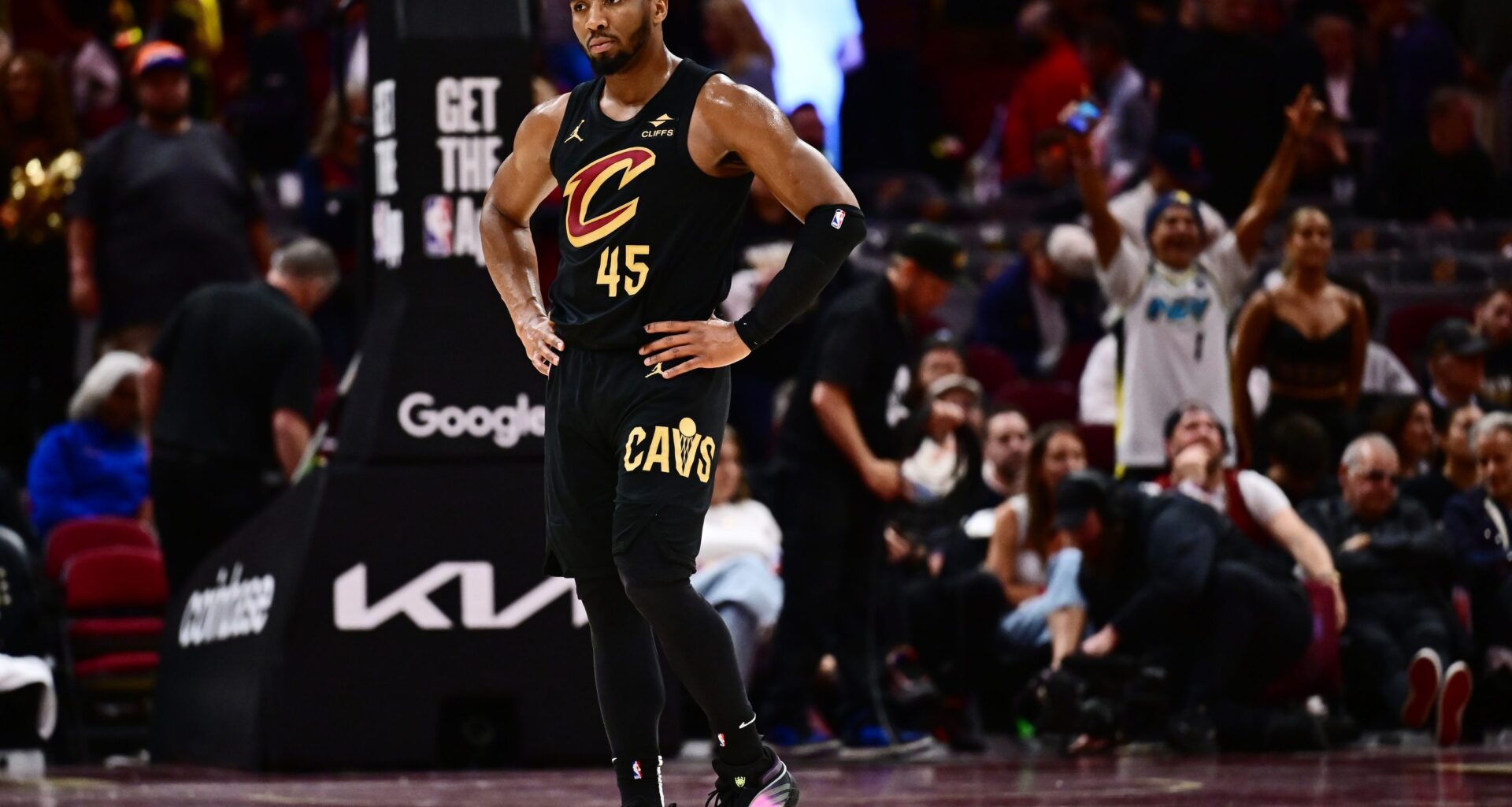 Cavaliers star Donovan Mitchell reacts against the Pacers during the 2024-25 NBA Playoffs.