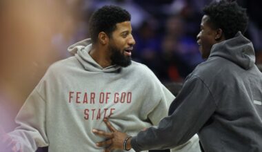 Paul George (knee) participates in first full Sixers practice, with return timeline still unclear