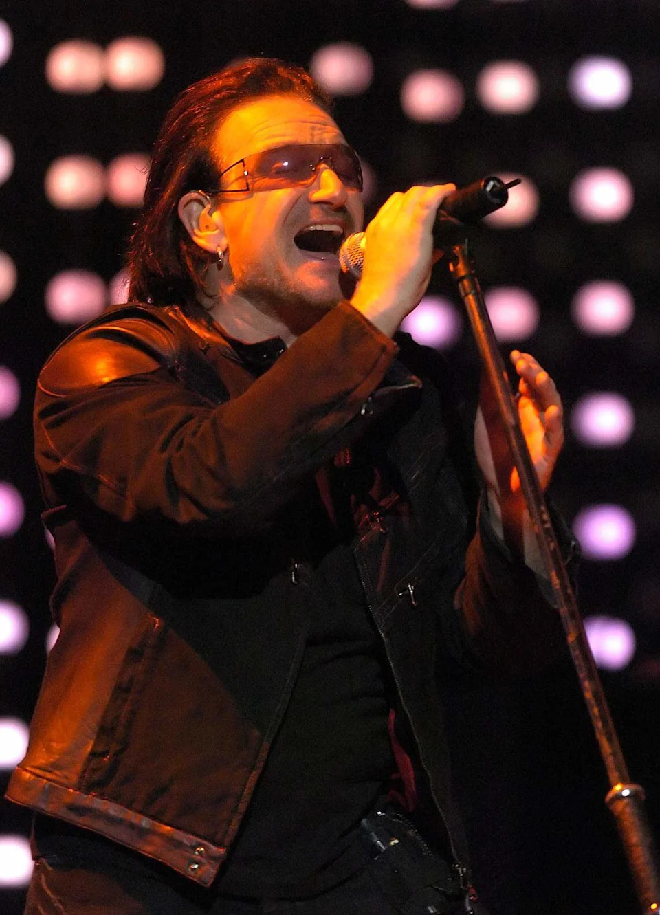 Dec. 12, 2005: U2 lead singer Bono performs at the Charlotte Bobcats Arena as part of the band’s Vertigo world tour. In the building’s first 20 years, the U2 concert remains the most-attended concert at the arena.