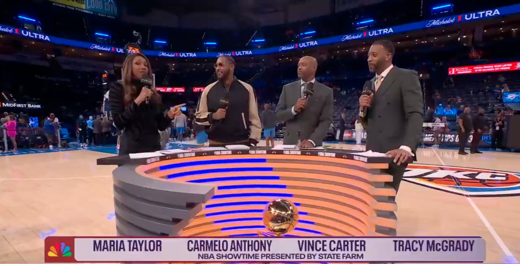 Carmelo Anthony claps back at jokes about his outfit in NBC debut