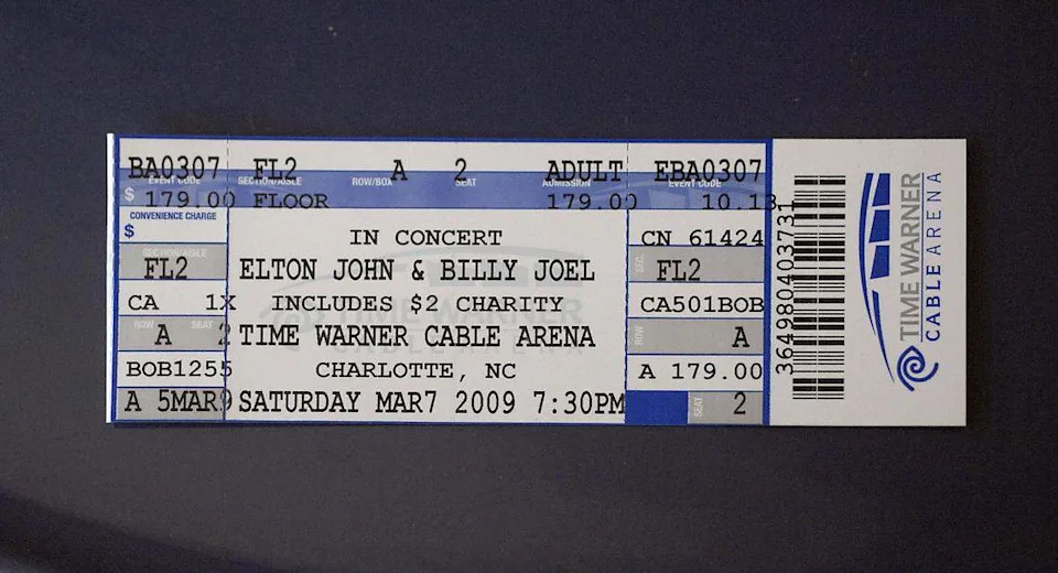 Elton John / Billy Joel concert tickets went for $179 for floor-level seating in 2009.