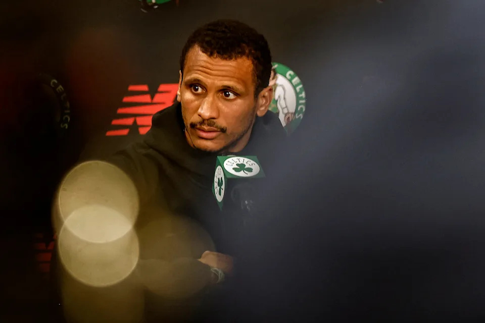 BOSTON, MA - SEPTEMBER 29: Boston Celtics head coach Joe Mazzulla listens to a question during Boston Celtics media day at the Auerbach Center on September 29, 2025 in Boston, Massachusetts. NOTE TO USER: User expressly acknowledges and agrees that, by downloading and or using this photograph, User is consenting to the terms and conditions of the Getty Images License Agreement. (Photo By Winslow Townson/Getty Images)