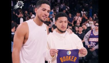 Screenshot of Phoenix Suns star Devin Booker posing with China Book....