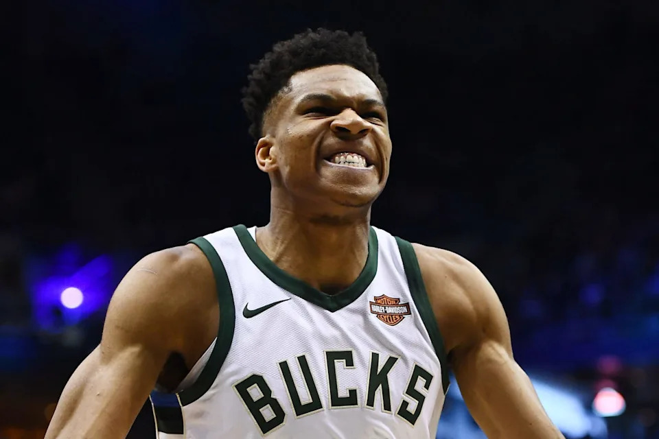 MILWAUKEE, WI - APRIL 20: Giannis Antetokounmpo #34 of the Milwaukee Bucks walks to the sideline prior to the opening tip against the Boston Celtics of game three of round one of the Eastern Conference playoffs at the Bradley Center on April 20, 2018 in Milwaukee, Wisconsin. (Photo by Stacy Revere/Getty Images)