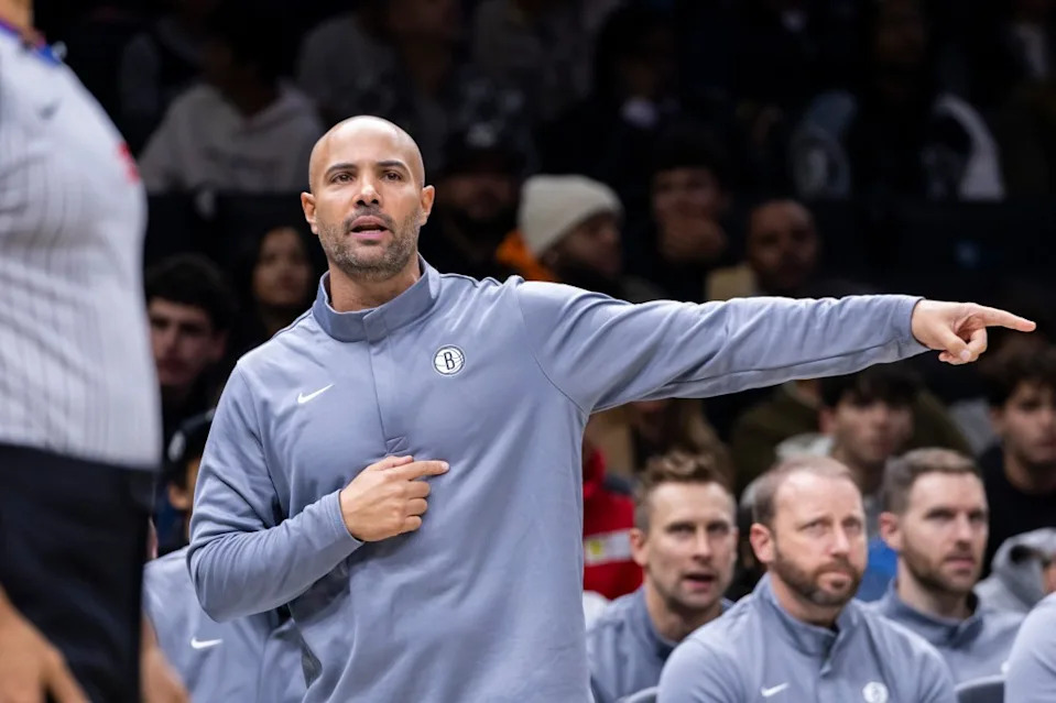 Brooklyn Nets head coach Jordi Fernandez reacts in the first half against the Cleveland Cavaliers at Barclays Center. Corey Sipkin for the NY POST