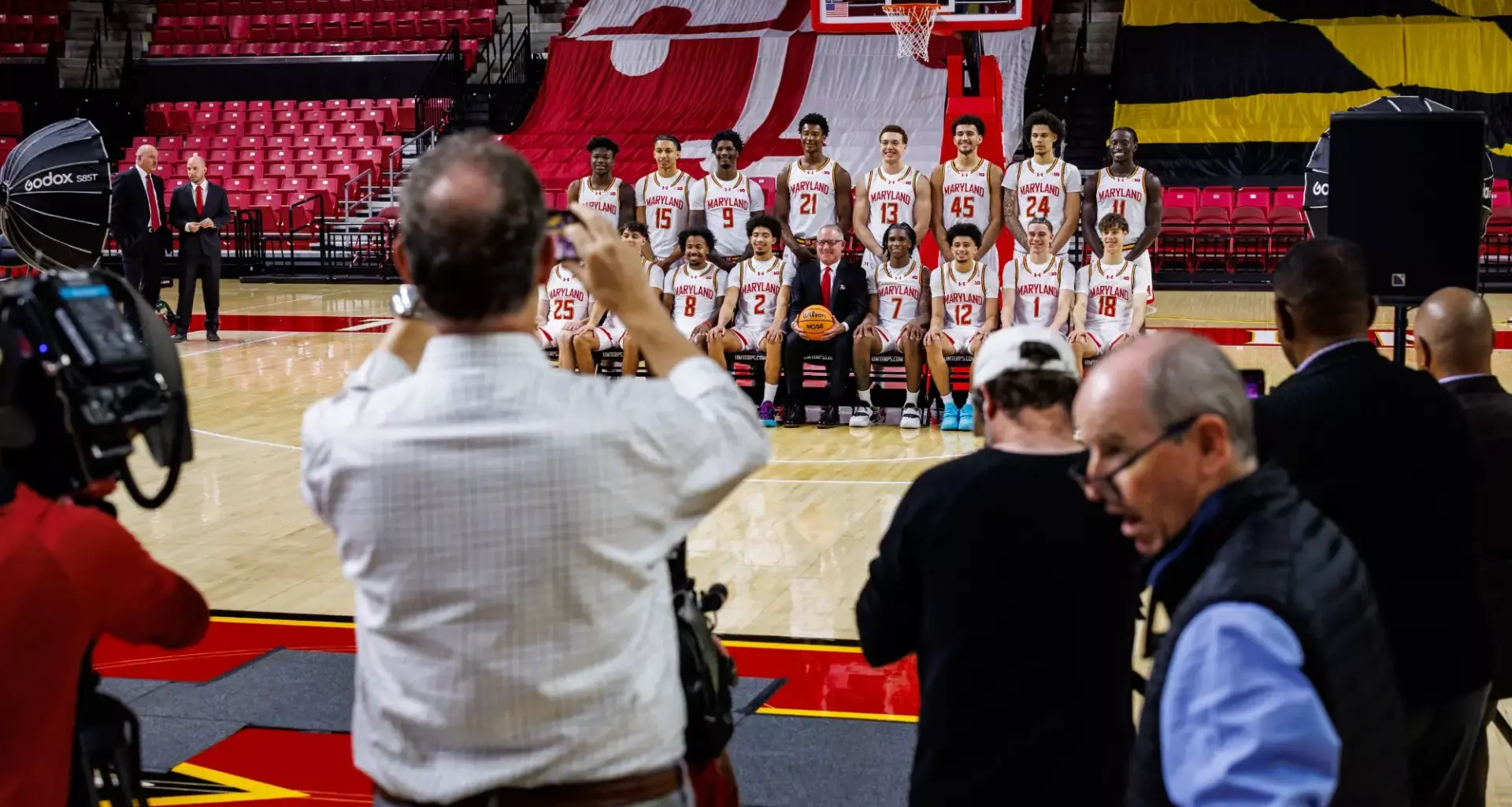 Maryland men's basketball and head coach Buzz Williams share the first look of its new program at media day