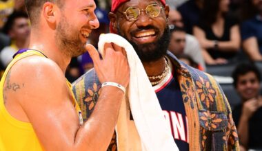 LeBron James wears son Bryce’s Arizona jersey on Lakers bench
