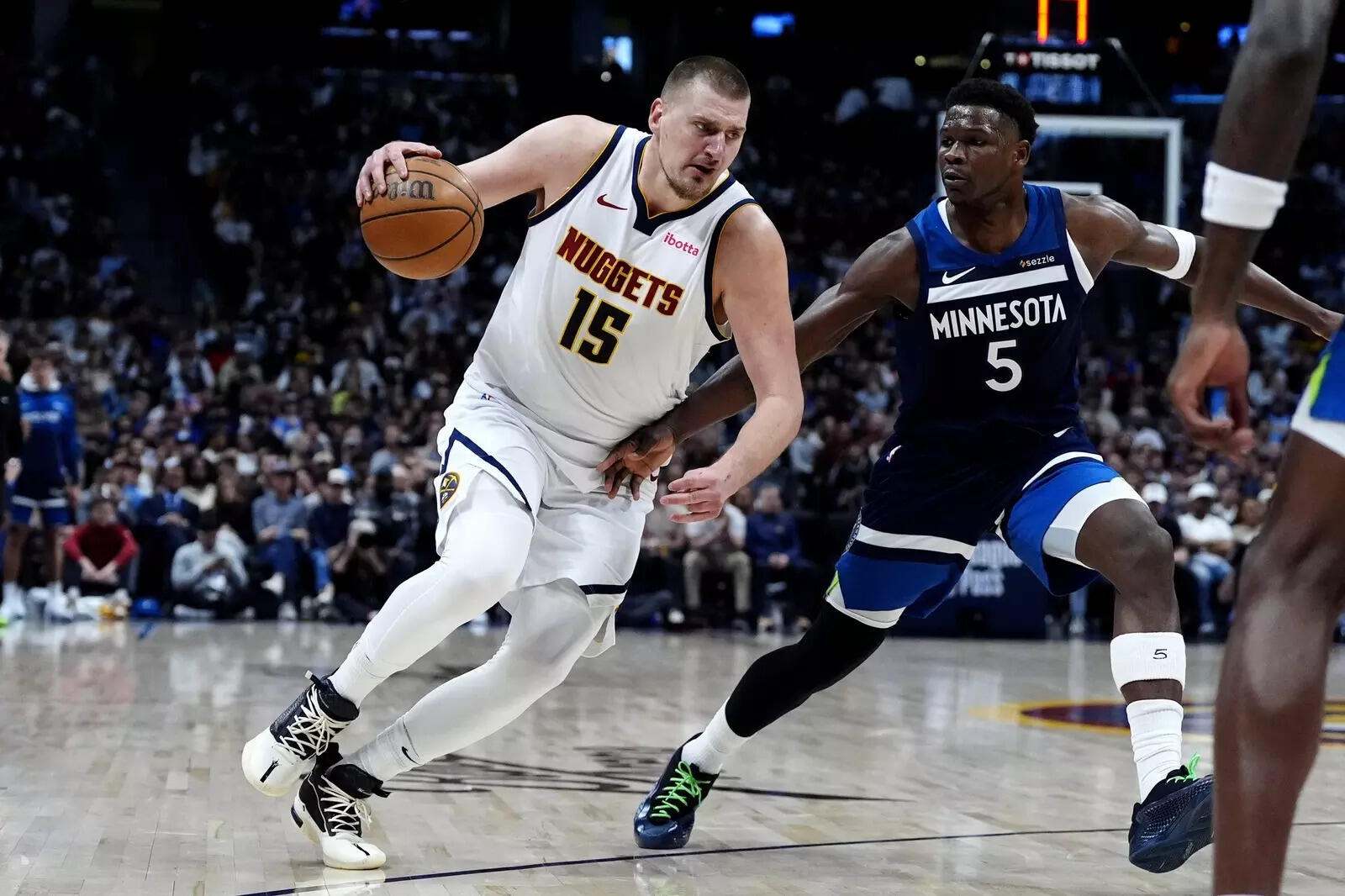 Minnesota Timberwolves Guard Anthony Edwards and Denver Nuggets Center Nikola Jokic (Image via Getty) Minnesota Timberwolves Guard Anthony Edwards and Denver Nuggets Center Nikola Jokic