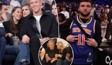 Aaron Judge, Cam Skattebo take in celebrity-packed Knicks season opener