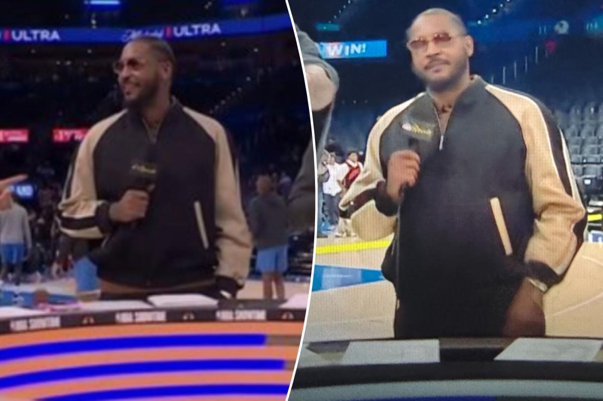 Fans rip Carmelo Anthony's 'podcast' outfit for NBA on NBC return