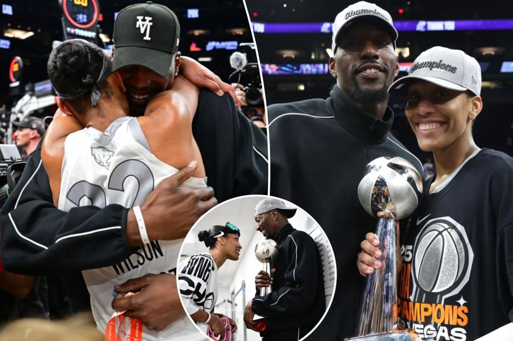 A'ja Wilson shares tender moment with Bam Adebayo after Aces win WNBA championship
