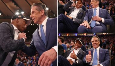 Andrew Cuomo bolts for Knicks opener minutes after NYC mayoral debate – and sits next to Eric Adams