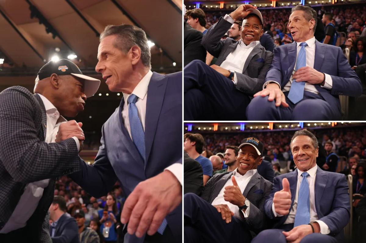 Andrew Cuomo bolts for Knicks opener minutes after NYC mayoral debate – and sits next to Eric Adams