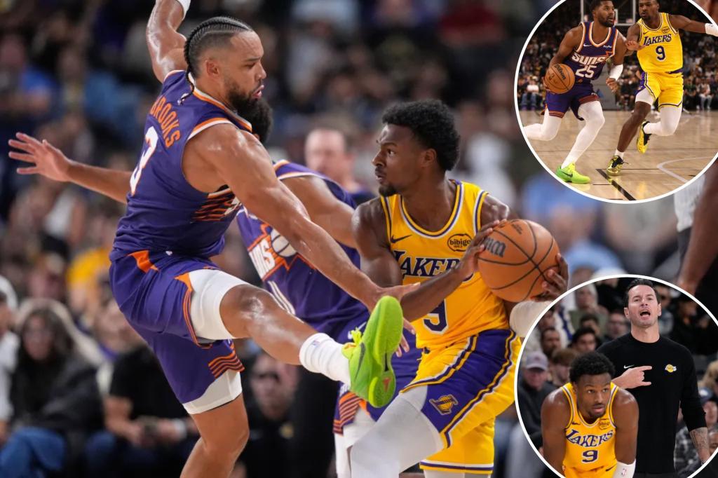 Bronny James’ second Lakers season begins with awful shooting night