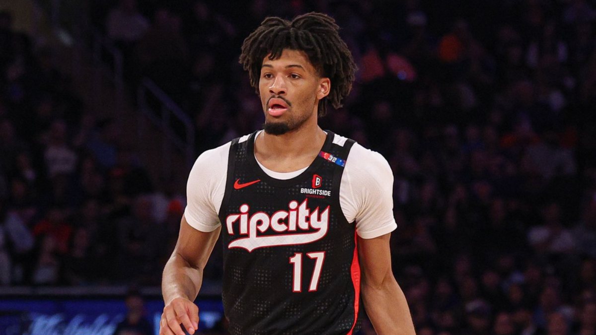 Shaedon Sharpe, during a game with the Portland Trail Blazers.