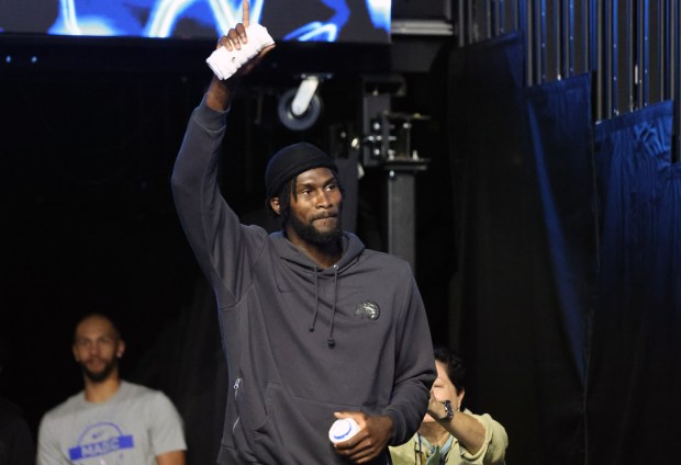 Jonathan Isaac enters the court during the annual Pick, Read...