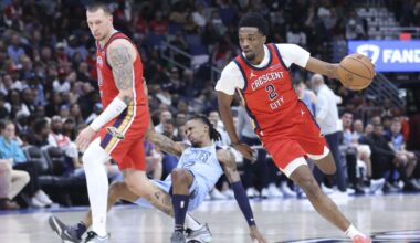 Morant's right shoulder is bothering him again after a hard collision ends his night in New Orleans