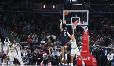 Poole's 3-pointer with 8.1 seconds left lifts Wizards to a 113-110 win over Hornets