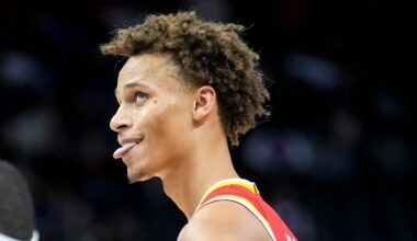 Dyson Daniels appears frustrated against the Detroit Pistons