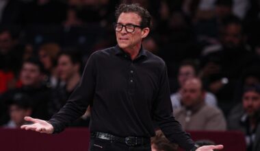 Atlanta Hawks head coach Quin Snyder reacts during the second half against the Brooklyn Nets at Barclays Center