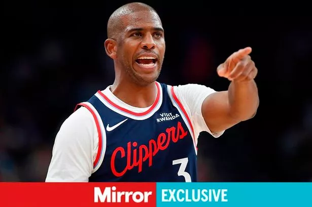 Chris Paul #3 of the Los Angeles Clippers reacts to an official's call during the second half against the Utah Jazz at the Delta Center on October 22, 2025 in Salt Lake City, Utah
