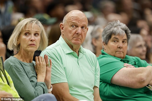 Steve Ballmer is pictured at a Seattle Storm-Indiana Fever WNBA game back in June