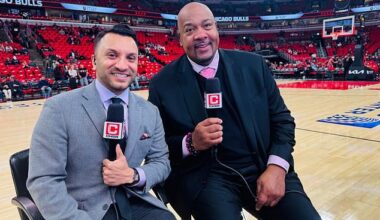 Stacey King (R) stunned younger fans with his celebration after a clutch shot on Tuesday