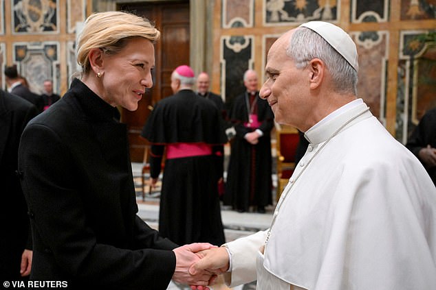 The pontiff hosted more than 100 actors, directors and producers inside the Apostolic Palace, among them Cate Blanchett, Alison Brie, Judd Apatow and Viggo Mortensen