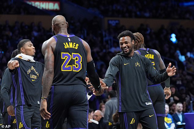 The James father-son duo both played a role in the Lakers' win over the Utah Jazz on Tueday