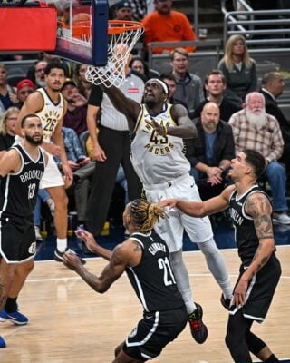 Brooklyn Nets at Indiana Pacers NBA basketball game at Gainbridge Fieldhouse in downtown Indianapolis, Indiana on November 2025.